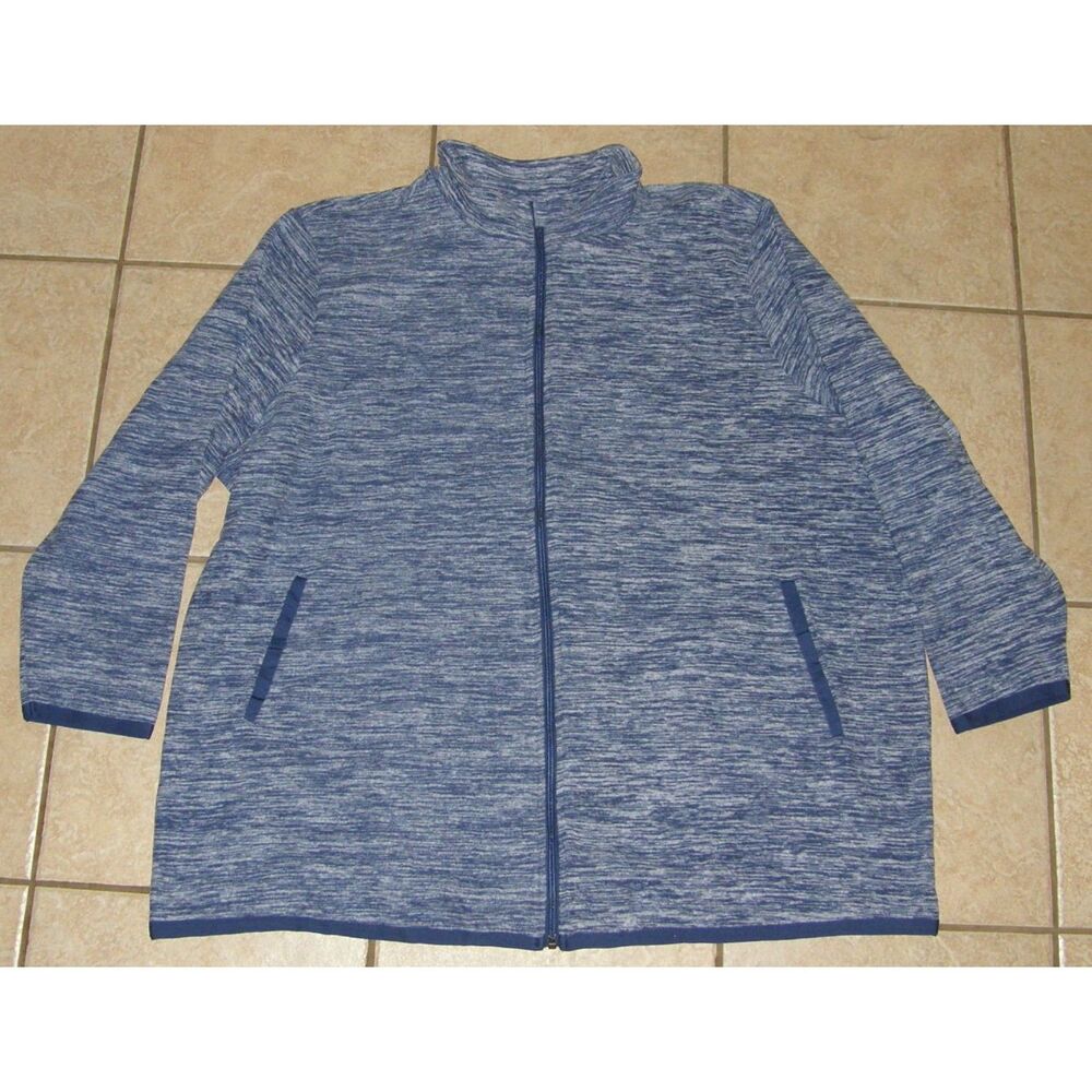 WOMAN WITHIN Blue Space Dye Plus sz 30/32 Full Zip Soft Fleece Jacket Pocket NEW